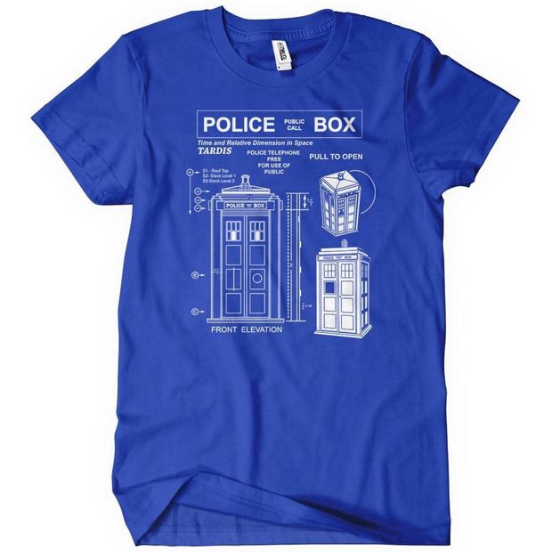 Doctor Who Tardis Diagram Blueprint T-Shirt