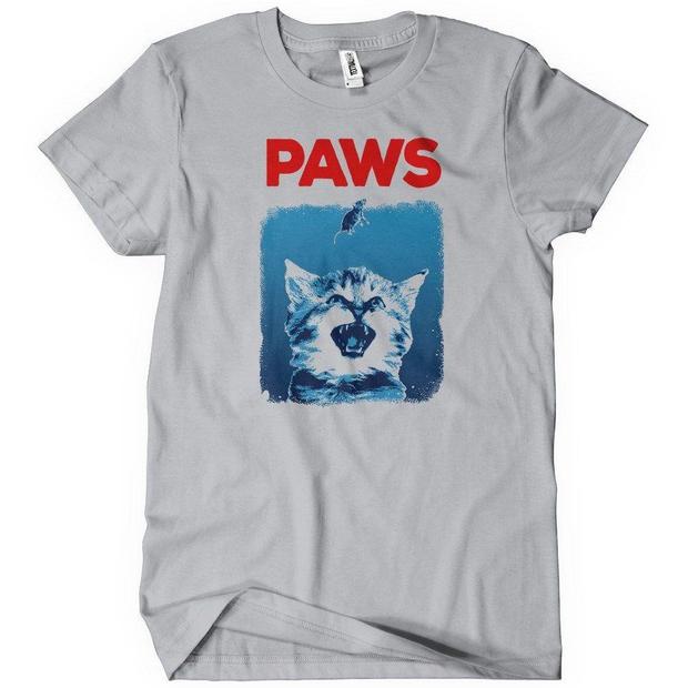 Paws Jaws Cat and Mouse Movie Poster T-Shirt