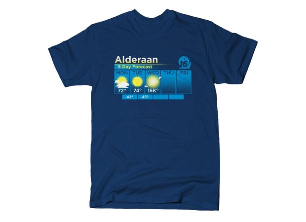 Alderaan Weather 5 Day Forecast Death Star T-Shirt